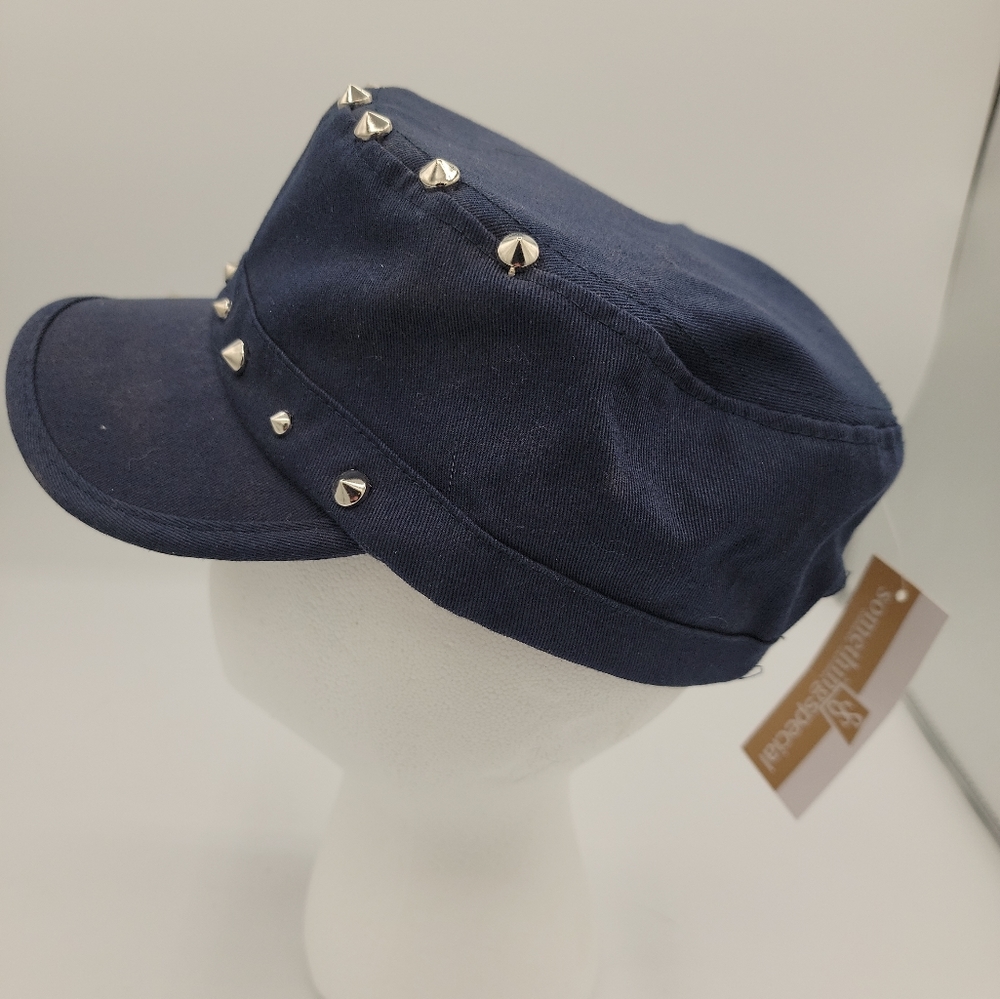Womens One Size Fits All, Adjustable Studded Blue Cap, Brand New tagged - Picture 2 of 4